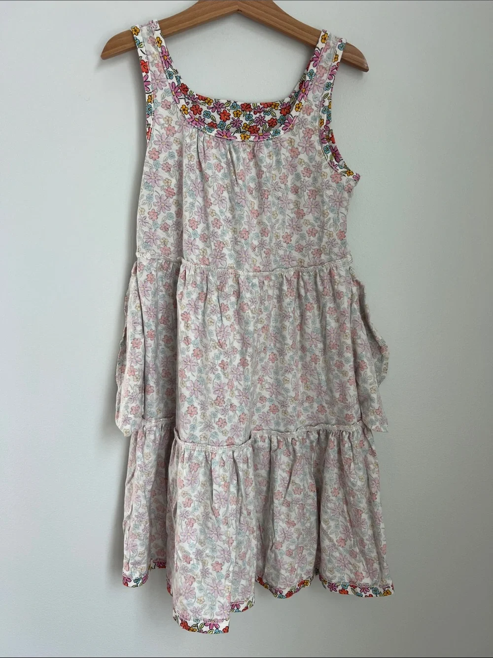 Old Navy l Cotton White Floral Tiered Dress Multi-Color Flowers #867463-01 Sz M